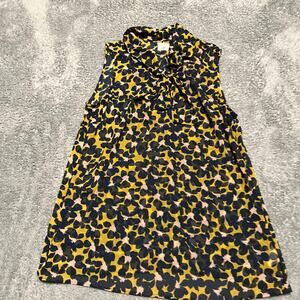 CAbi Tank Top Shirt Womens Small 3790 Floral Flynn Tie Navy Yellow Pink